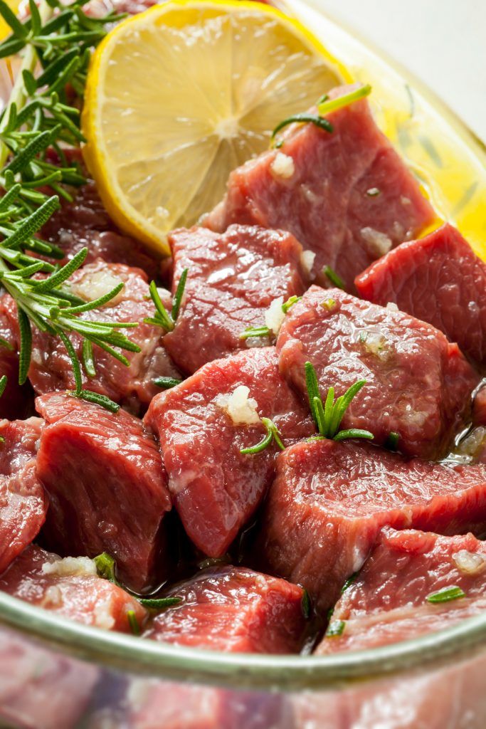 cubes de boeuf marinés
