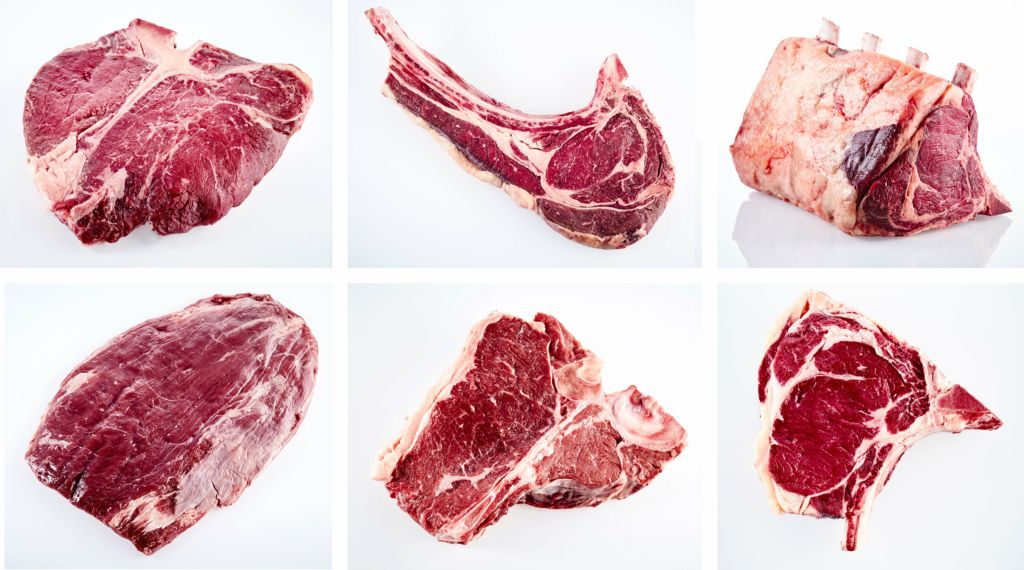 Différentes pièces de boeuf